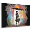 Meisje - Kunst - Paraplu - Graffiti - Kleuren - Muur Textielframe zwart klein -3d