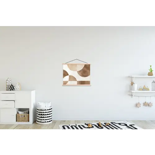 Snijdende cirkels - Overlappende vlakken textielposter latten blank klein -kinderkamer