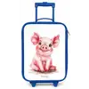 Roze baby varken Kinderkoffer - Blauw klein -zz3dotto