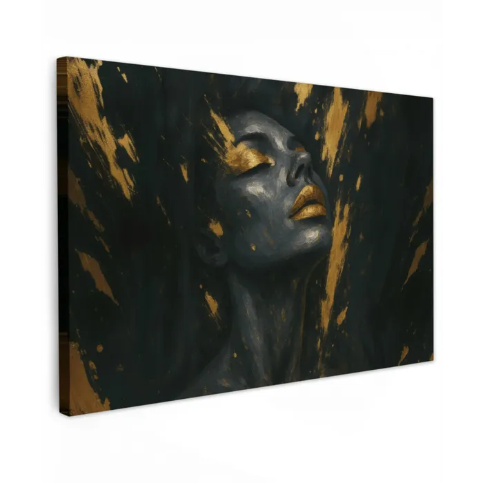 Gezicht - Vrouw - Verfspatten - Abstract Tuinposter op houten frame 2 cm dik klein -3d