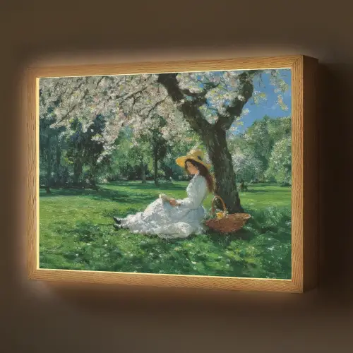 Vrouw - Boom - Boek - Mandje Light Box met batterij (Wandlamp) middel -z3d_website