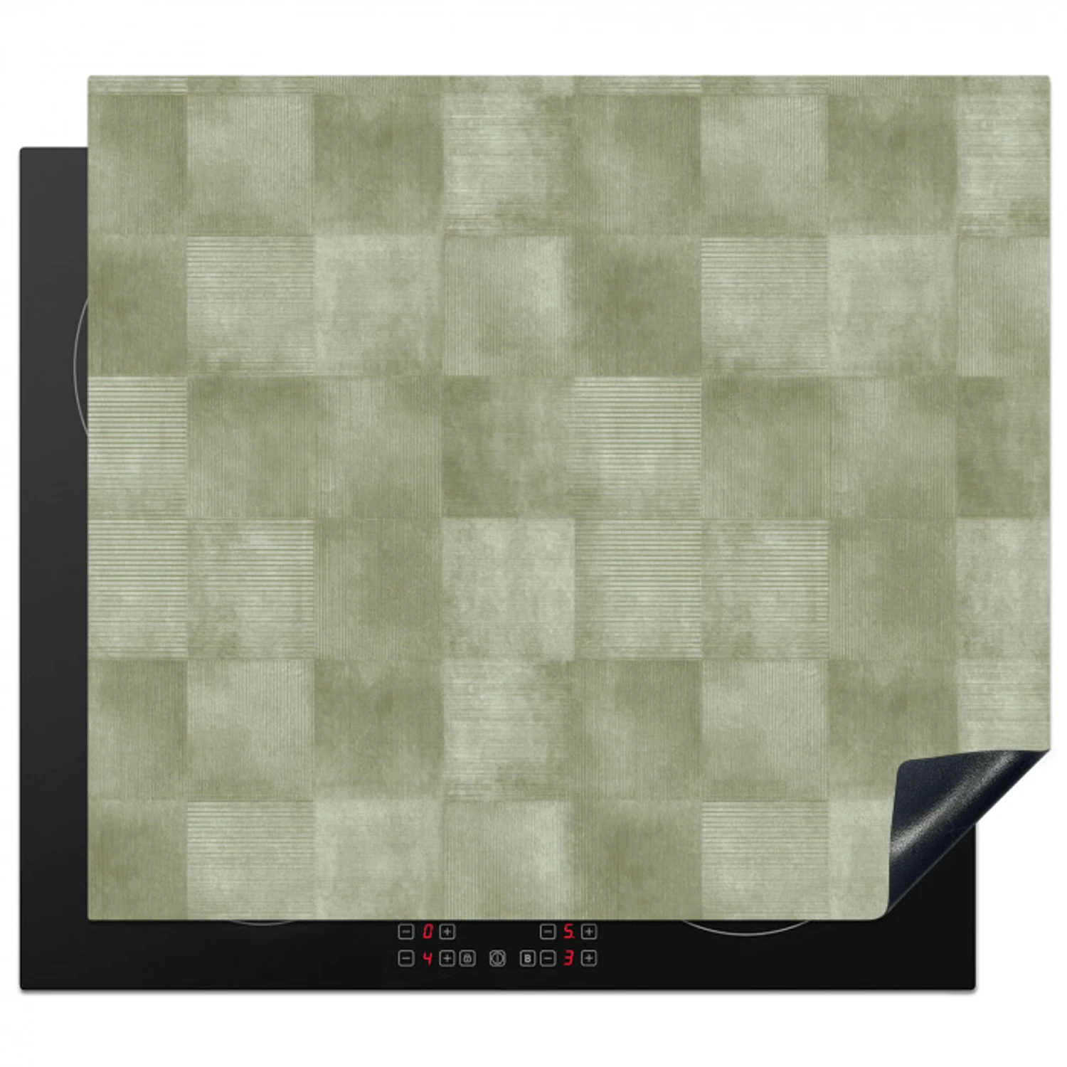 Vlakken - Rustiek - Groen Inductie beschermer vinyl 3mm middel 274 -3d