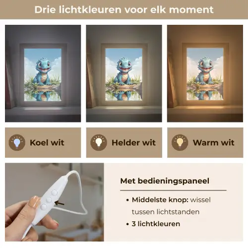 Draak - Blauw - Jongens - Kinderen Light Box met kabel klein -USP_lichtkleurNL