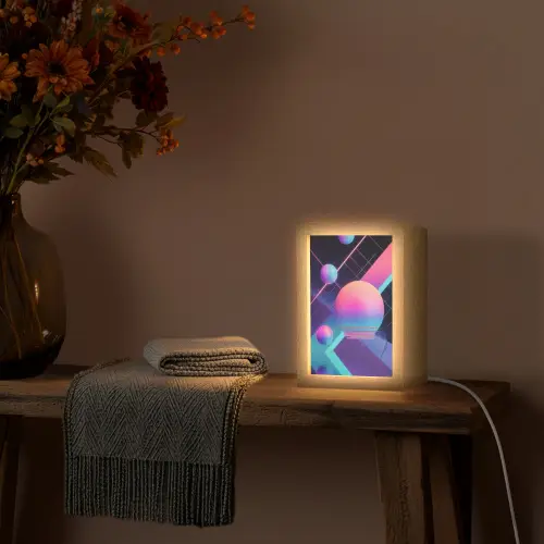 Cirkels - Vlakken - Abstract - Blauw Light Box met kabel (Tafellamp) klein -sfeer4