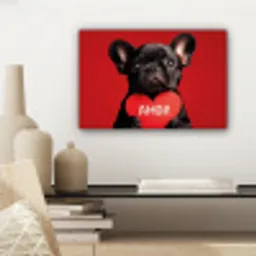 Amor - Hond  - Hartje - Rood canvas 2cm klein -sfeer6