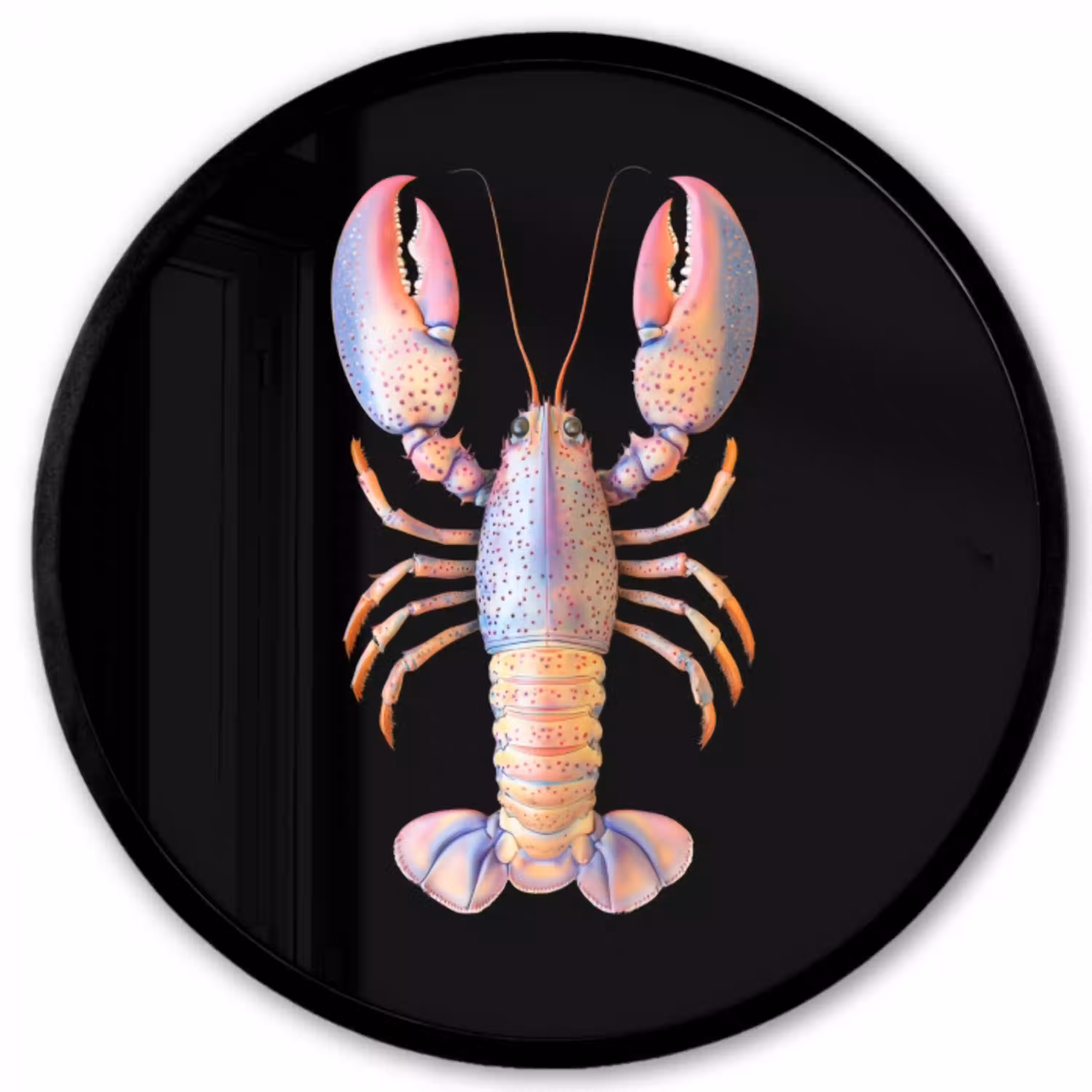 Kreeft - Roze - Zacht - Zwart Fotolijst rond zonder passe partout klein -3d