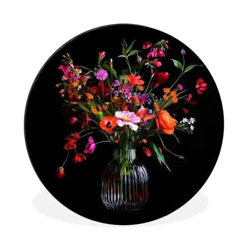 Boeket - Veldbloemen - Vaas Wandcirkel aluminium klein -3d