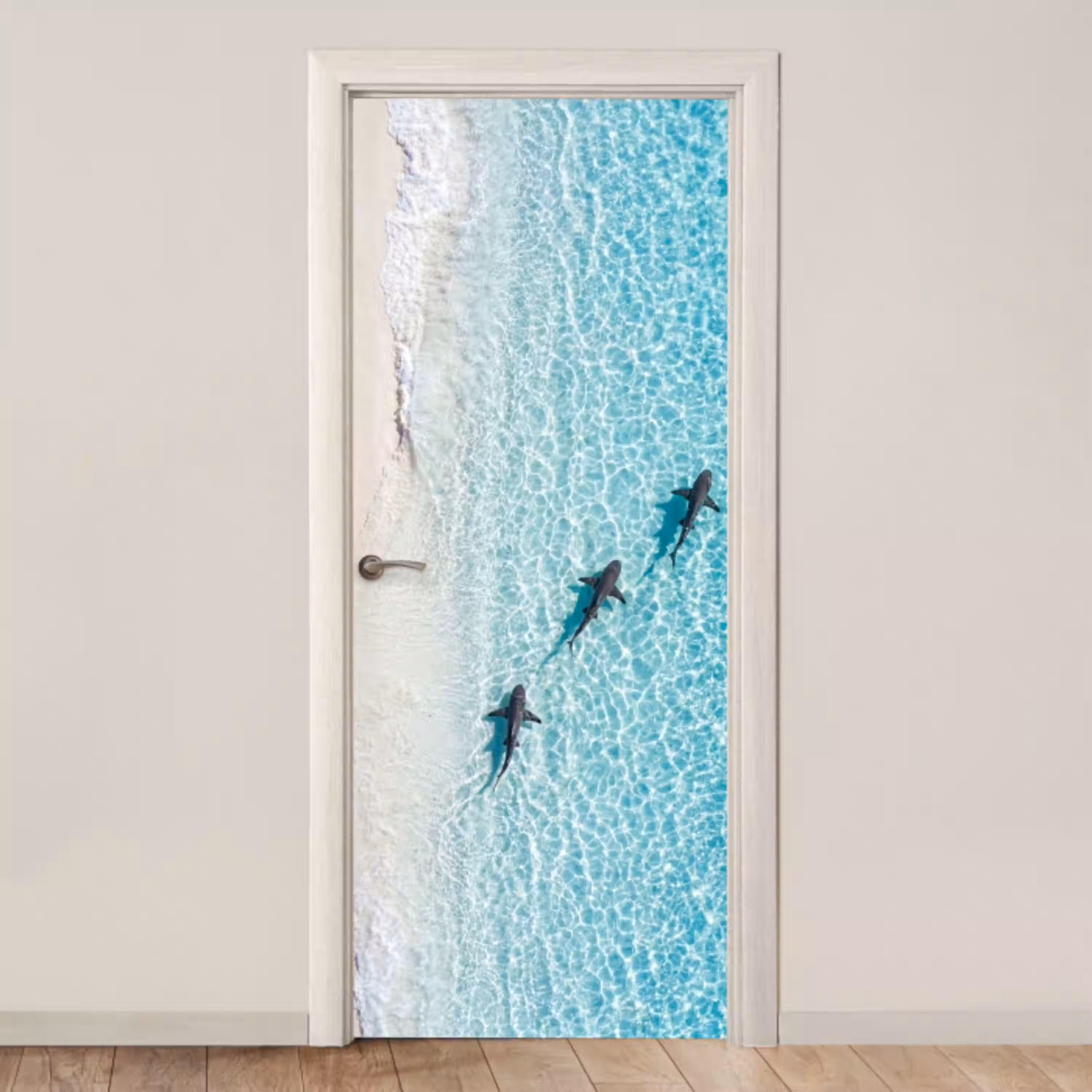 Vis - Oceaan - Strand - Turquoise - Natuur deurposter klein -3d_beige