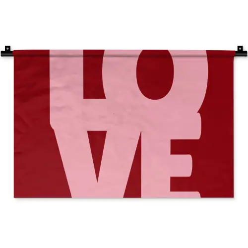 Love - Rood - Blokletters Wandkleed katoen klein -zz3d