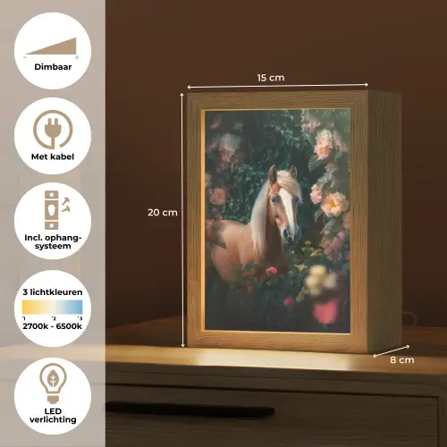 Paard - Natuur - Bloemen - Bos - Dieren Light Box met kabel klein -USP_NL