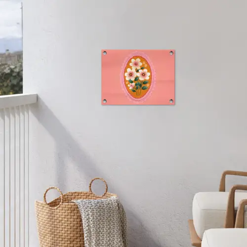 Illustratie - Bloemen - Rand - Roze tuinposter los doek klein -sfeer8