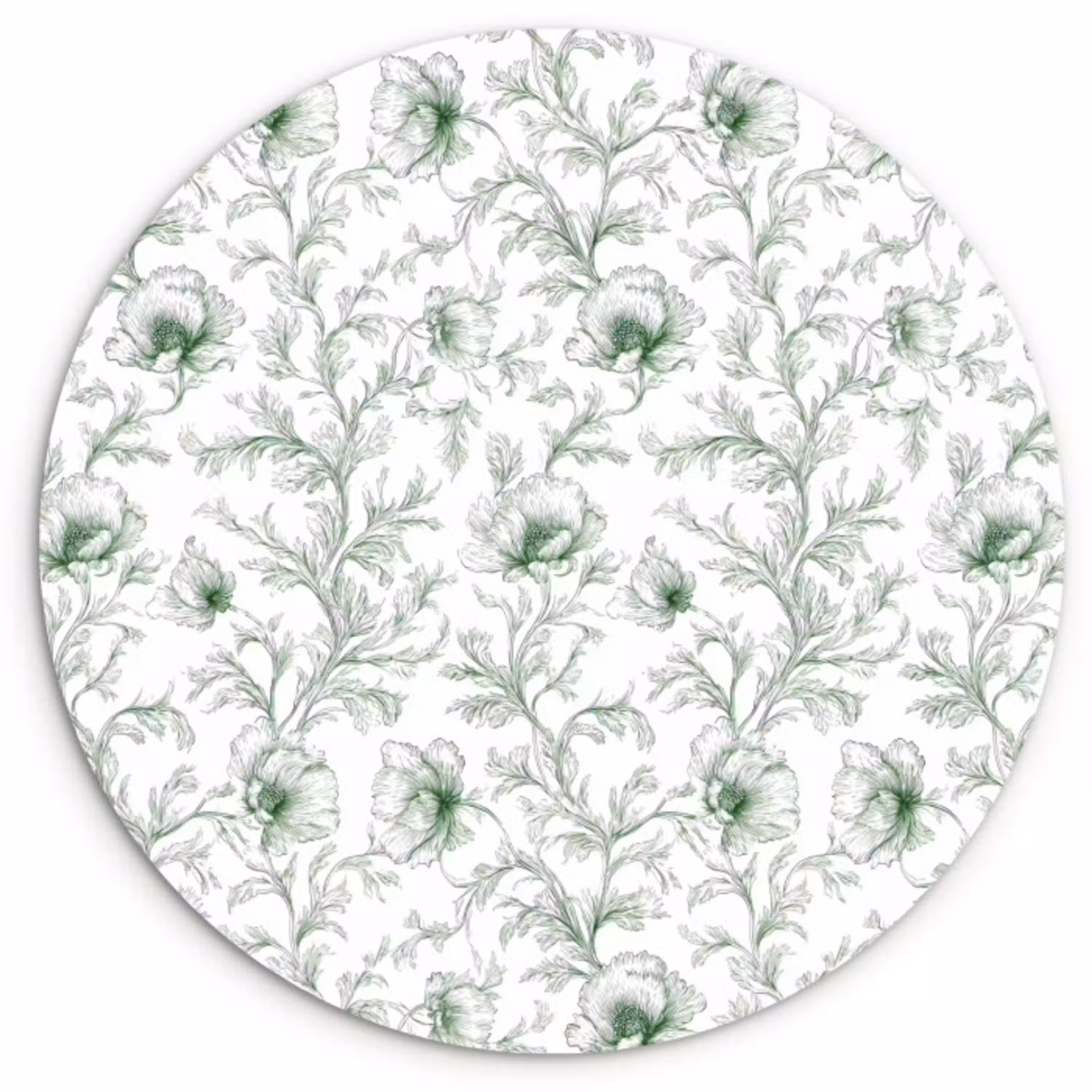 Bloemen - Getekend - Groen Wandcirkel kunststof plaat 5mm dik klein 188 -3d