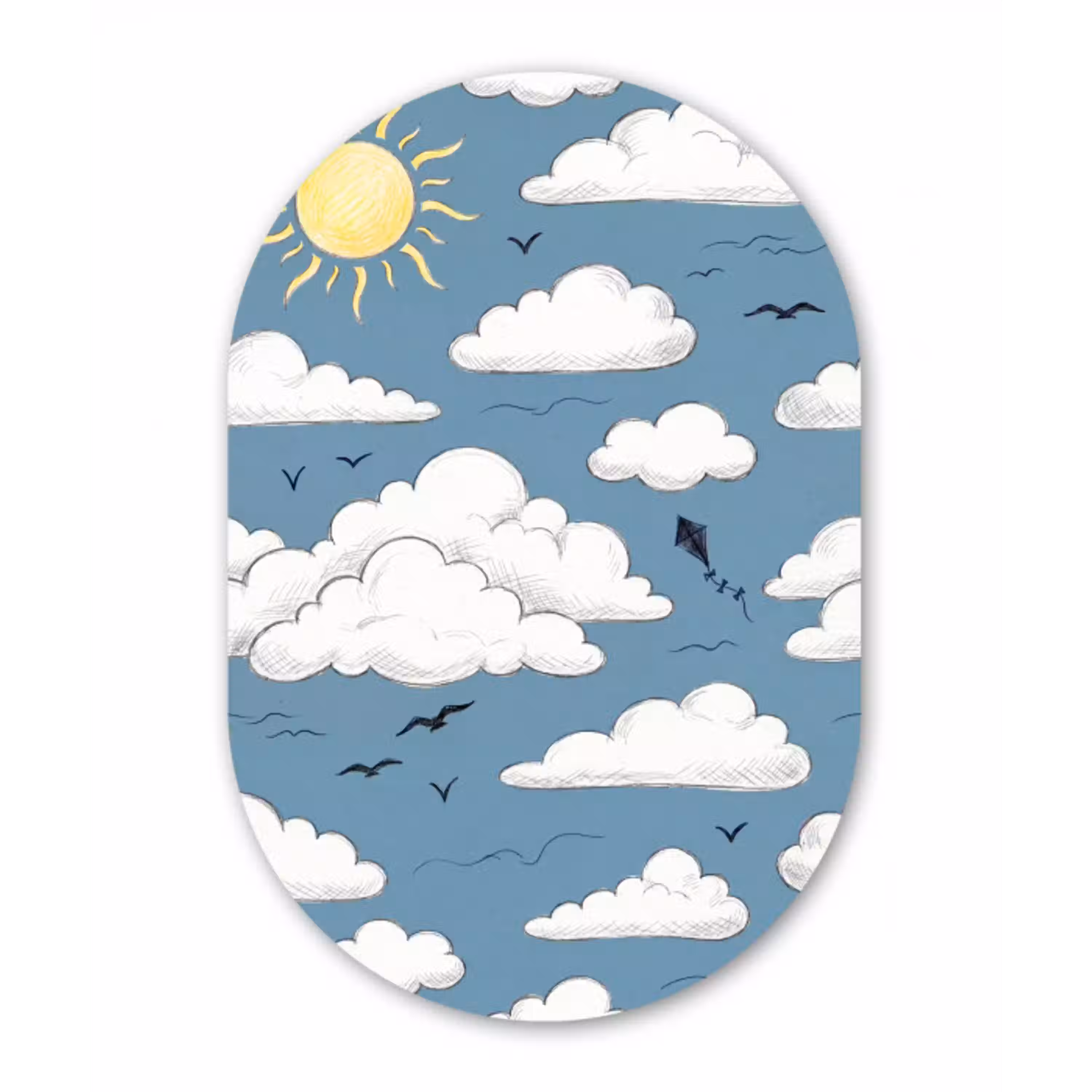 Lucht - Zon - Wolken - Natuur - Blauw Wandcirkel Ovaal Aluminium middel -3d