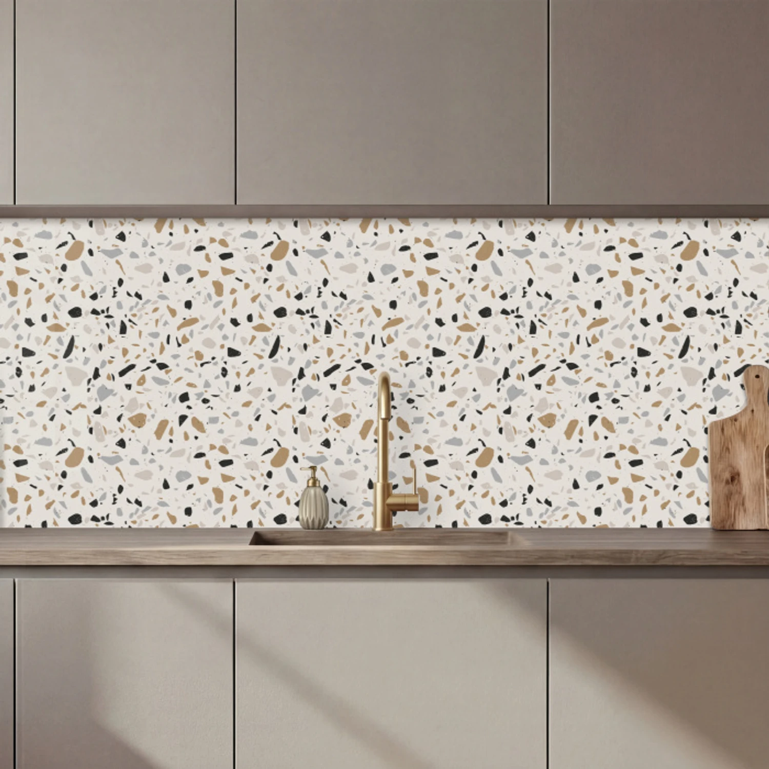 Terrazzo -  Patroon - Staal keuken achterwand 2 middel 871 zz_3dshopping