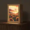 Zonnebloemen - Zonsondergang - Landschap Light Box met kabel (Tafellamp) klein -z3d_website