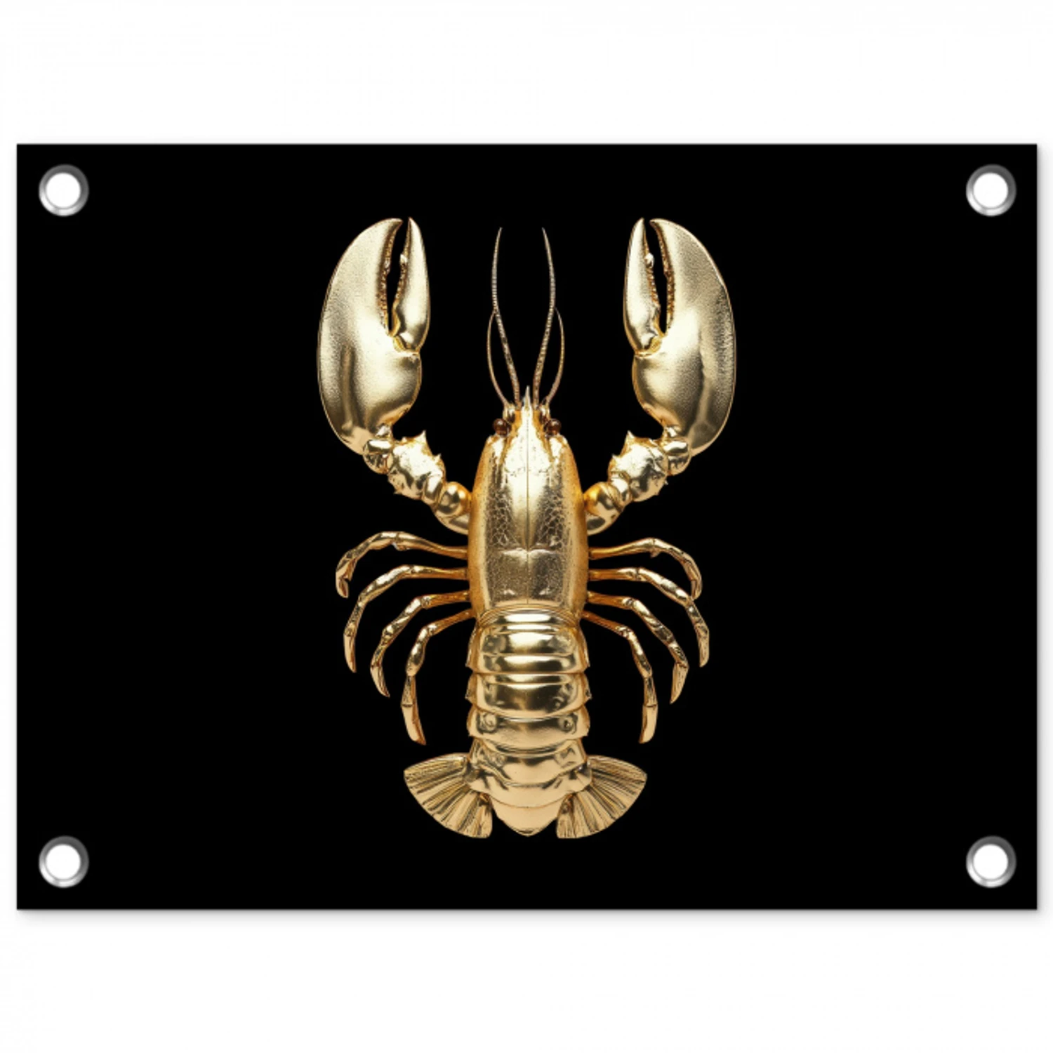 Kreeft - Goud - Textuur - Zwart tuinposter los doek klein -3d