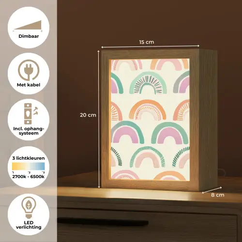 Regenboog - Pastel - Patroon Light Box met kabel klein -USP_NL