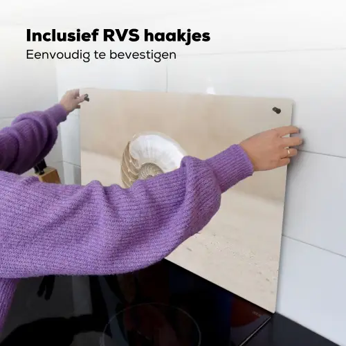 Schelp - Spiraal - Beige Inductie beschemer met haakjes klein -ky-ophangen-nl