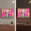 Bloemenkroon - Goud - Vrouw - Portret Light Box met batterij (Wandlamp) middel -sfeer3