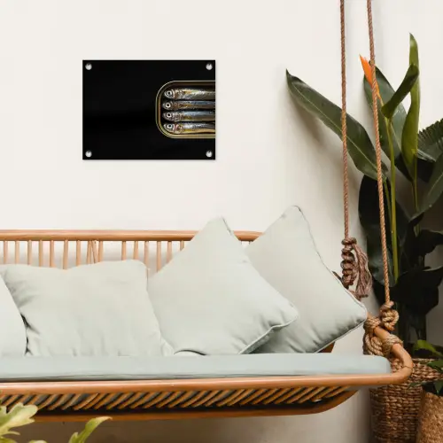Sardines - Blik - Zwart - Vissen tuinposter los doek klein -sfeer7