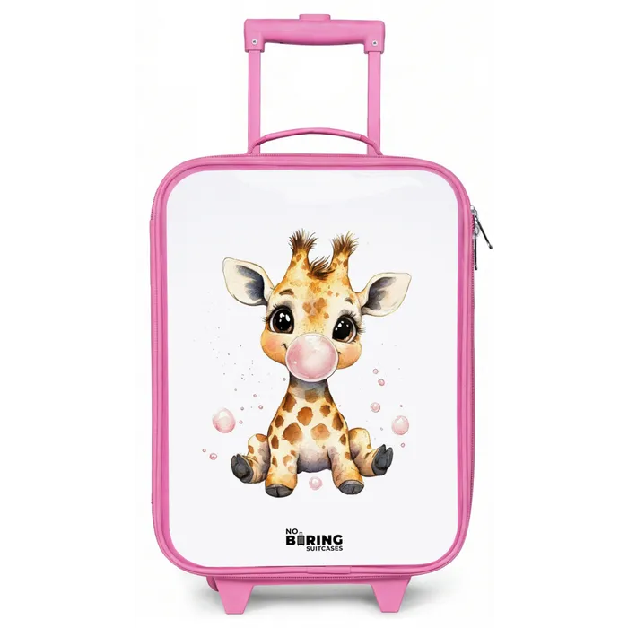 Giraffe met roze kauwgombal Kinderkoffer - Roze klein -zz3dotto