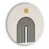 Minimalistisch - Zwarte boog - Gouden cirkel Akoestische PET Vilt - Rond klein -3d