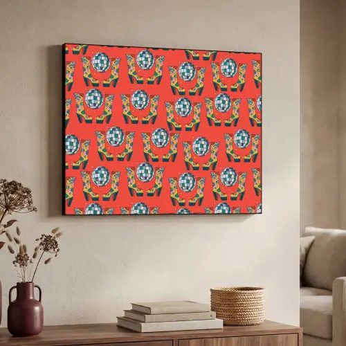 Rood - Disco - Patroon Textielframe zwart klein 947 -sfeer3