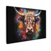 Graffiti - Schotse hooglander - Zwart - Koe canvas 2cm klein -z3d