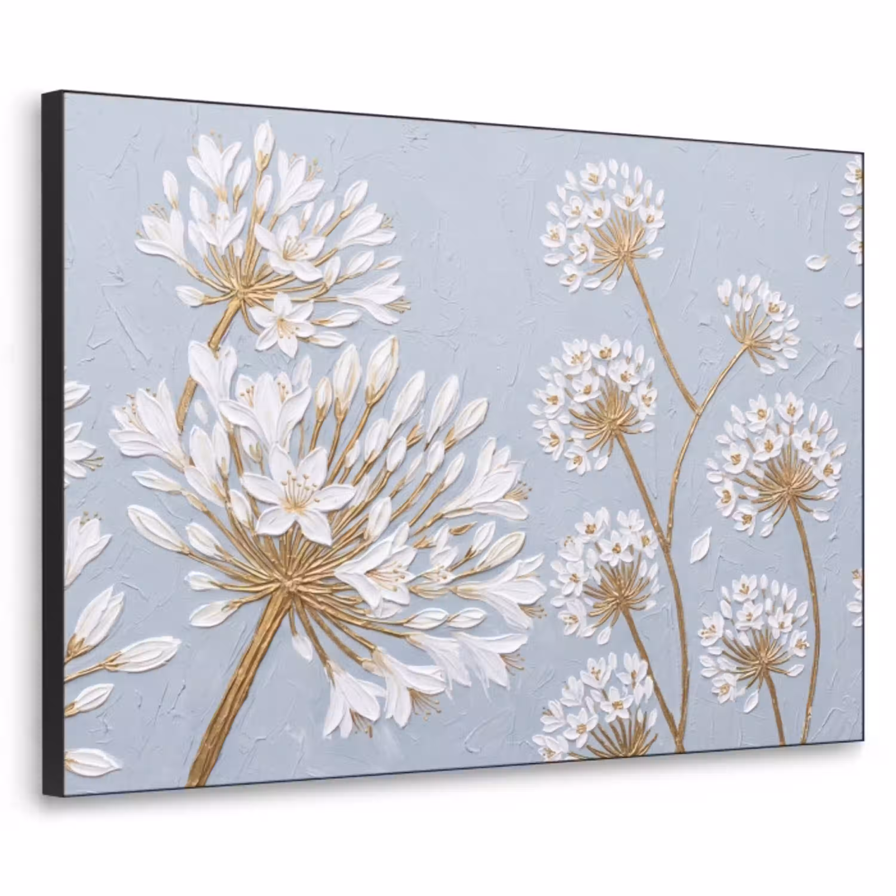 Illustratie - Bloemen - Blauw Textielframe zwart klein -3d