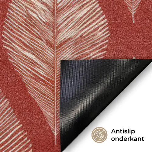 Bladeren - Rood - Elegant Deurmat klein -antislip_NL