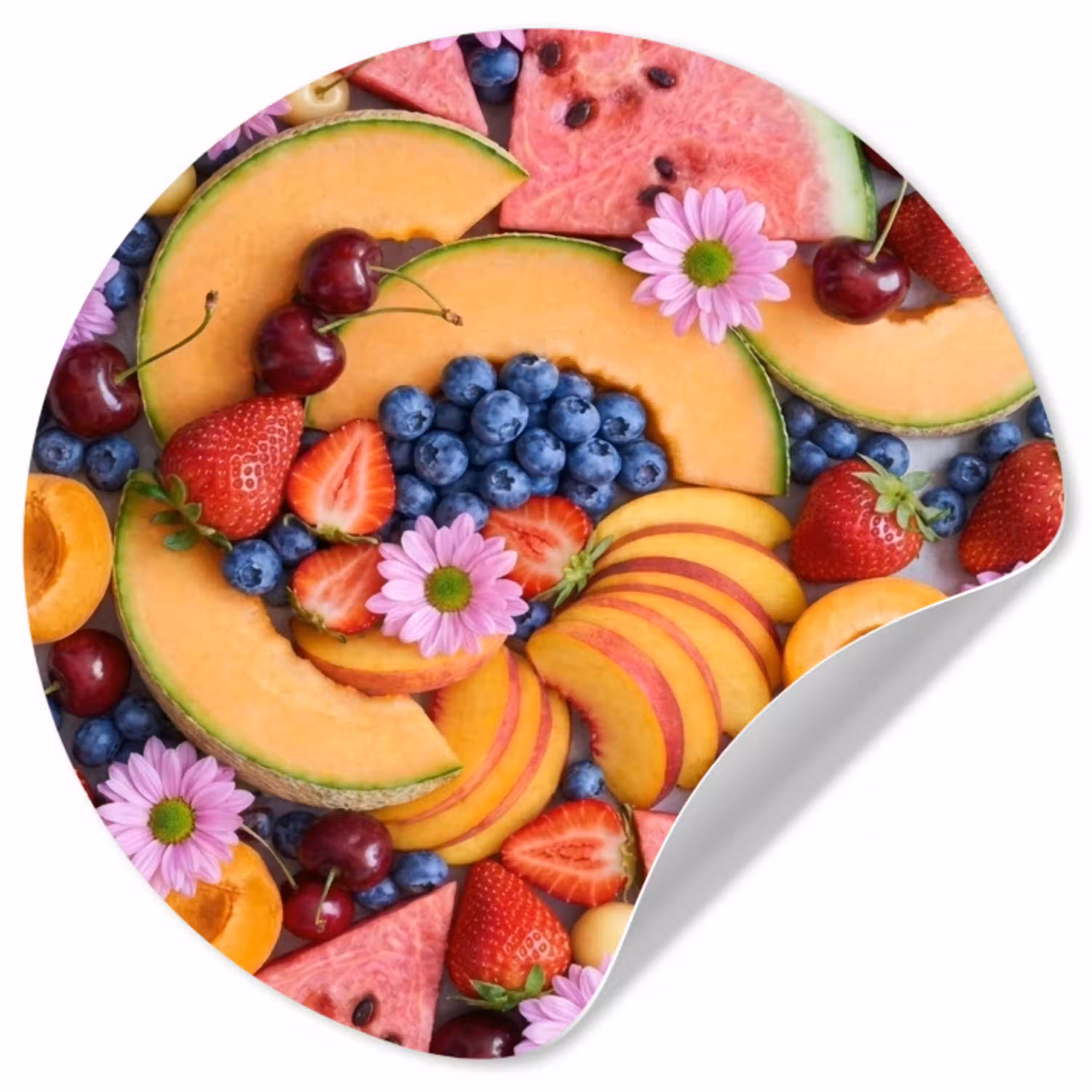 Eten - Fruit - Zomer - Kleurrijk Wandcirkel behangsticker klein -3d