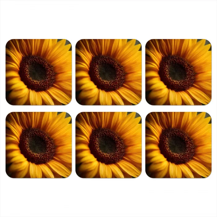 Geel - Zonnebloem - Zomers onderzetter kurk middel -3d