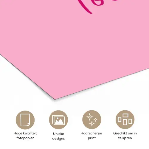 Toedeloe - Roze - Minimalistisch poster papier klein -closeup_NL