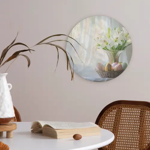 Vaas - Eieren - Bloemen Akoestische PET Vilt - Rond klein -sfeer3