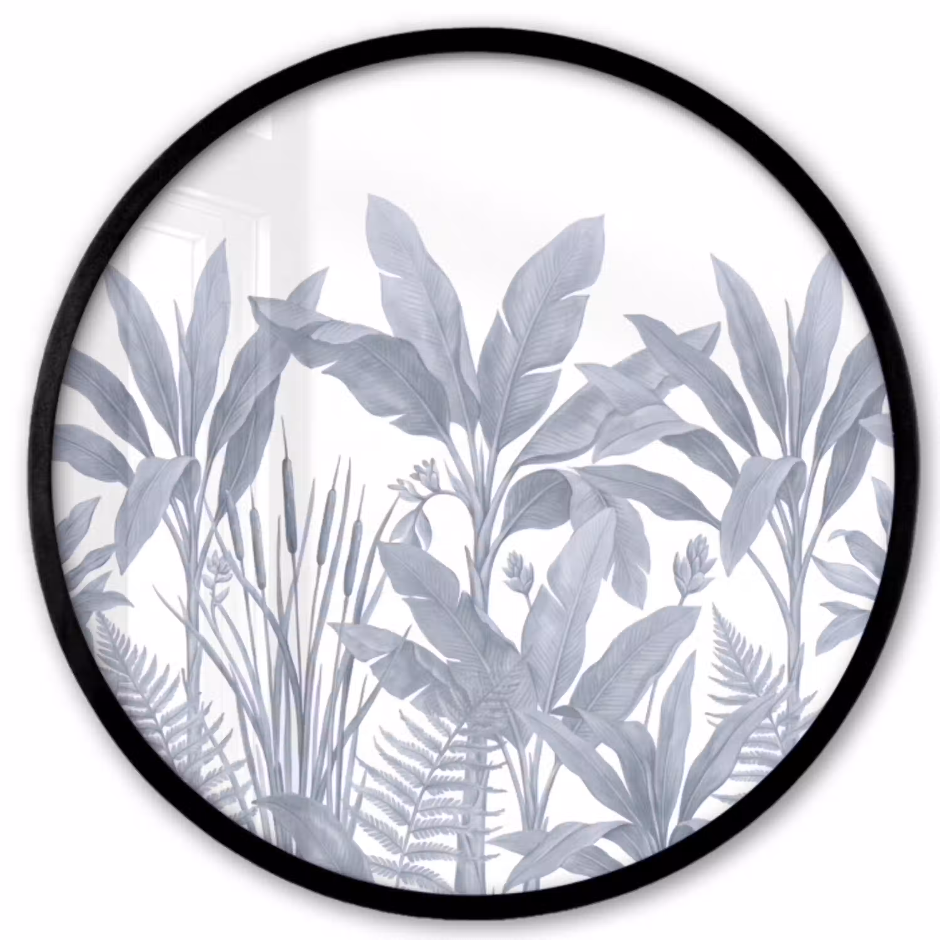 Planten - Bladeren - Natuur - Grijs Fotolijst rond zonder passe partout klein -3d