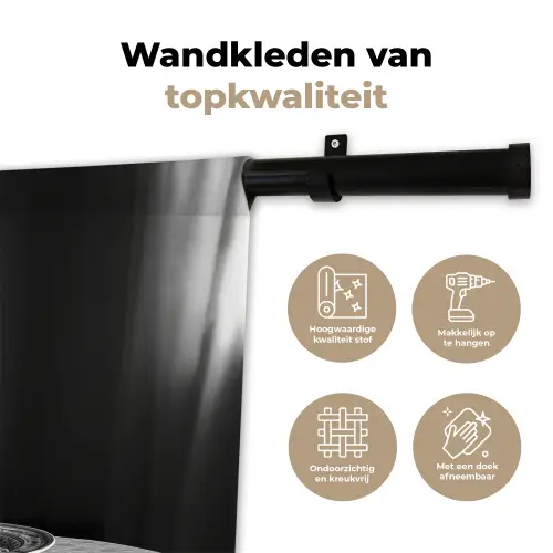 Paard - Bord - Pasta - Tafelkleed - Zwart Wit - Dieren Wandkleed katoen klein -sfeer2