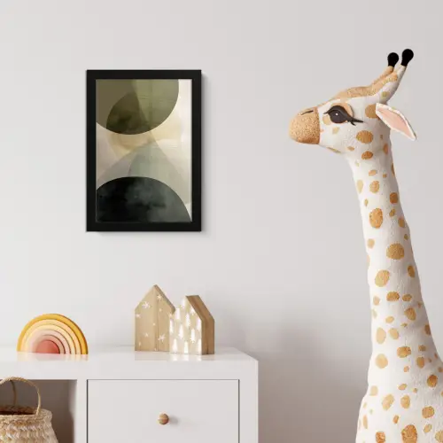Vlakken - Abstract - Beige - Cirkels fotolijst zwart zonder passe partout klein -usfeer4_kinderkamer