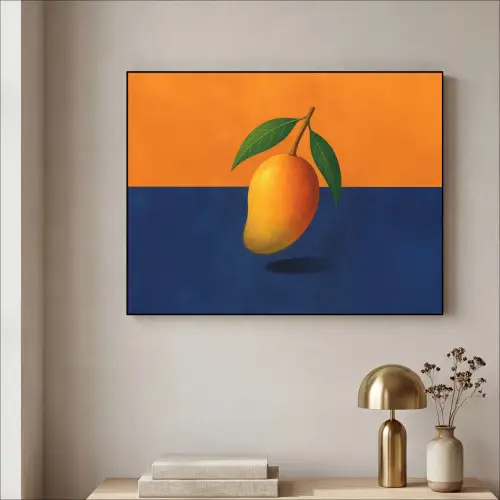 Mango - Vlakken - Bladeren - Oranje Textielframe zwart klein -sfeer2