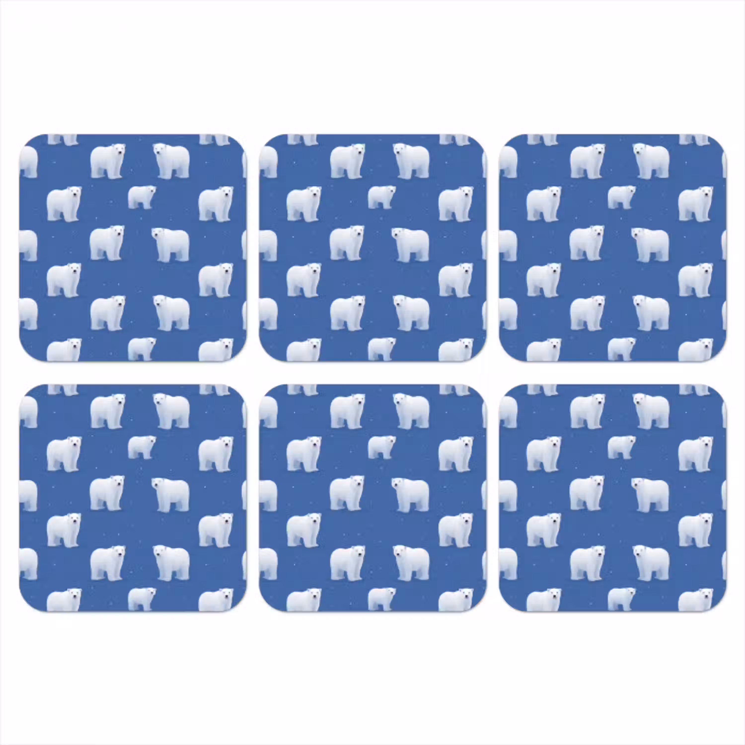 IJsbeer - Patroon - Blauw onderzetter kurk middel 366 -3d