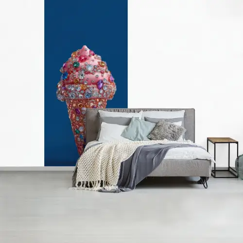 Ijsje - Hoorntje - Steentjes - Blauw fotobehang vinyl groot -slaapkamer