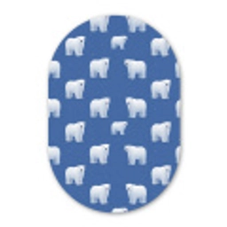 IJsbeer - Patroon - Blauw Wandcirkel Ovaal Forex klein 630 -3d