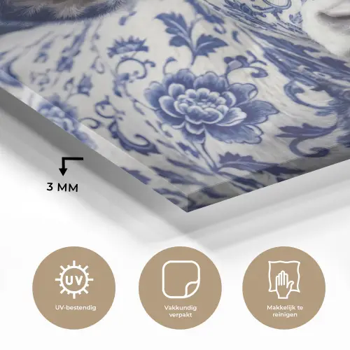 Koe - Delfts - Blauw - Artistiek plexiglas 5mm klein -sfeer2