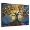 Boom - Levensboom - Blauw - Goud Textielframe zwart klein -3d