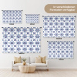 Modern - Patroon - Blauw - Roze Wandkleed katoen klein 269 -tsfeer8_DE