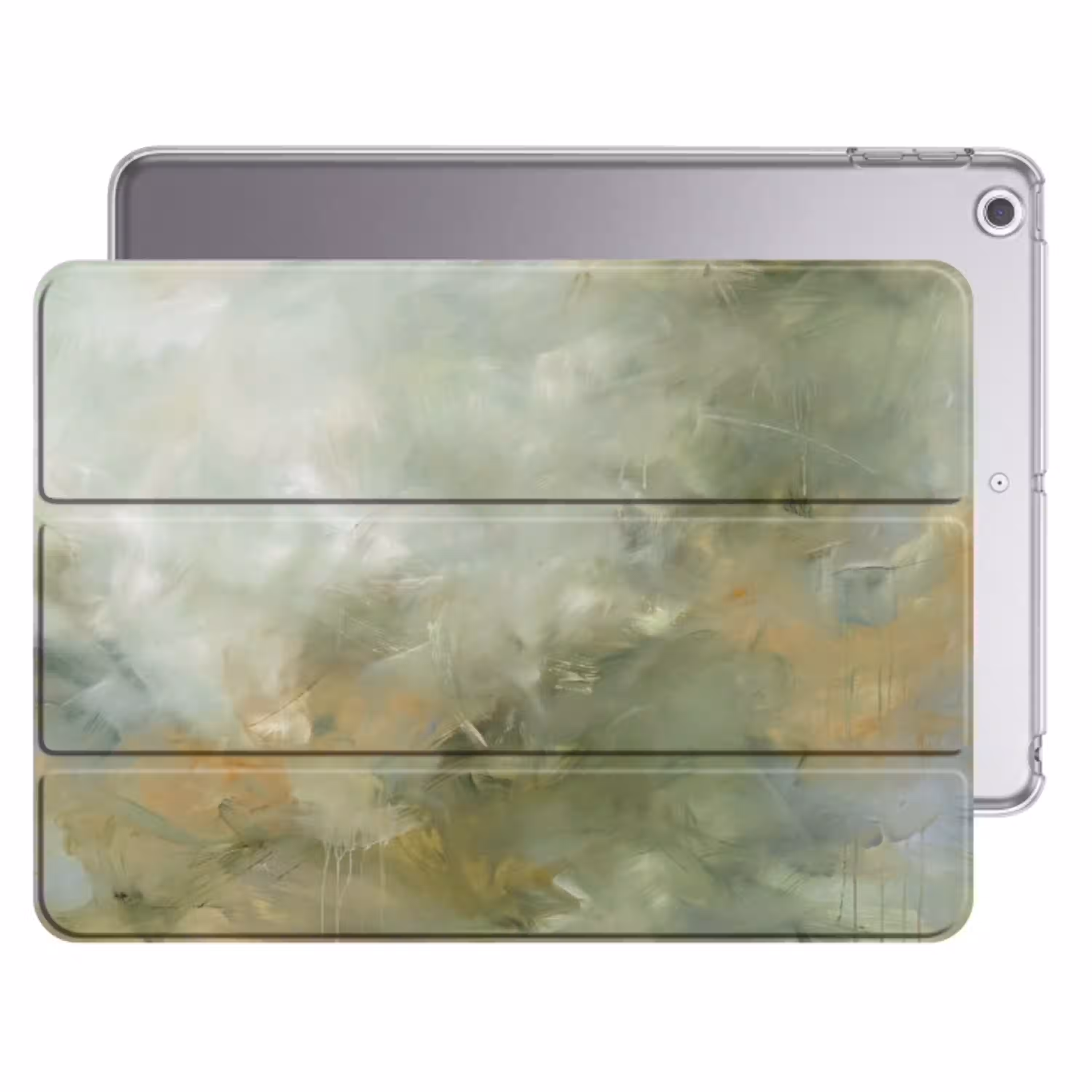 Abstract - Groen - Beige - Modern - Kunst Apple iPad 2017 middel -threedimensional_3d_global