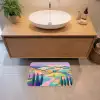 Landschap - Paars - Pastel - Huizen Badmat klein -sfeer1