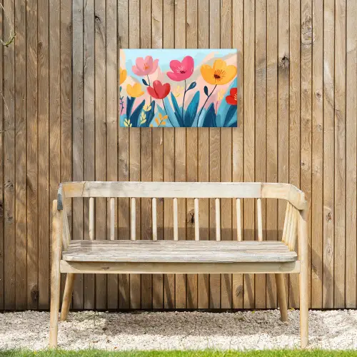 Illustratie - Bloemen - Kleurrijk Tuinposter op houten frame 2 cm dik klein -sfeer4