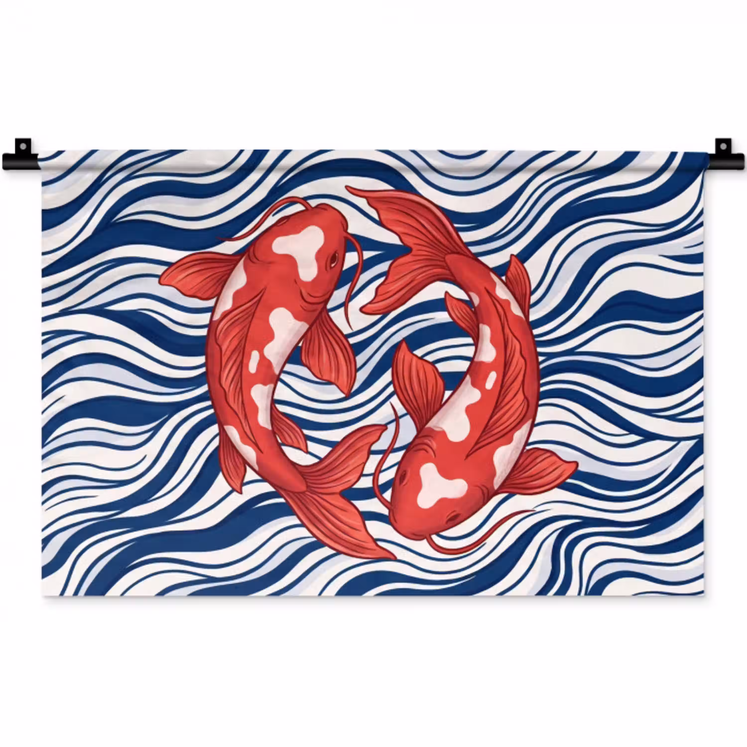 Vis - Water - Natuur - Illustratie - Rood Wandkleed katoen klein -zz3d