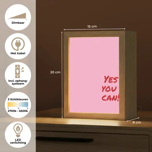 Yes you can do it - Rood - Roze Light Box met kabel (Tafellamp) klein -USP_NL