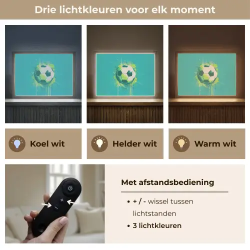 Voetbal - Abstract - Verfspatten - Groen Light Box met batterij (Wandlamp kind) middel -USP_lichtkleurNL